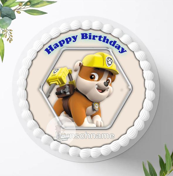 Preview: Paw Patrol Tortenaufleger mit Wunschnamen Ø 20cm, 3849